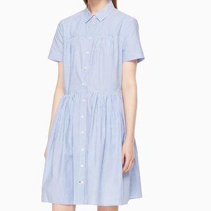 Broome Street Stripe Poplin Swing Shirtdress In Fresh White/sound Blue